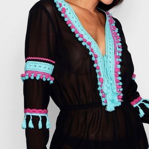 Pom Pom Tassel Beach Playsuit